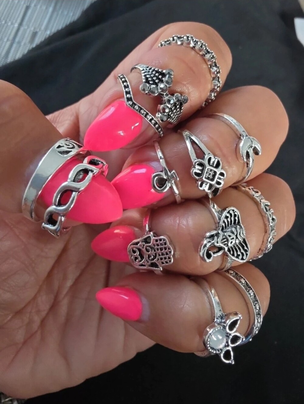 13-Piece Silver-Tone Midi & Knuckle Ring Set